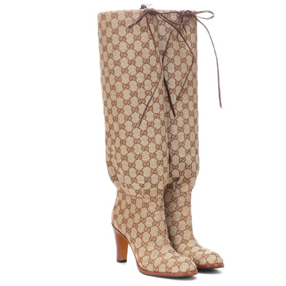 Gucci Shoes - New GUCCI GG canvas mid-heel boot Sz 5.5